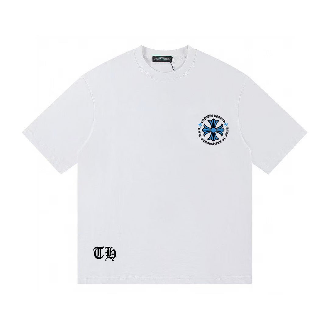 Authentic Chrome Hearts Chrome Hearts Blue Cross Logo White T-Shirt â€“ front view
