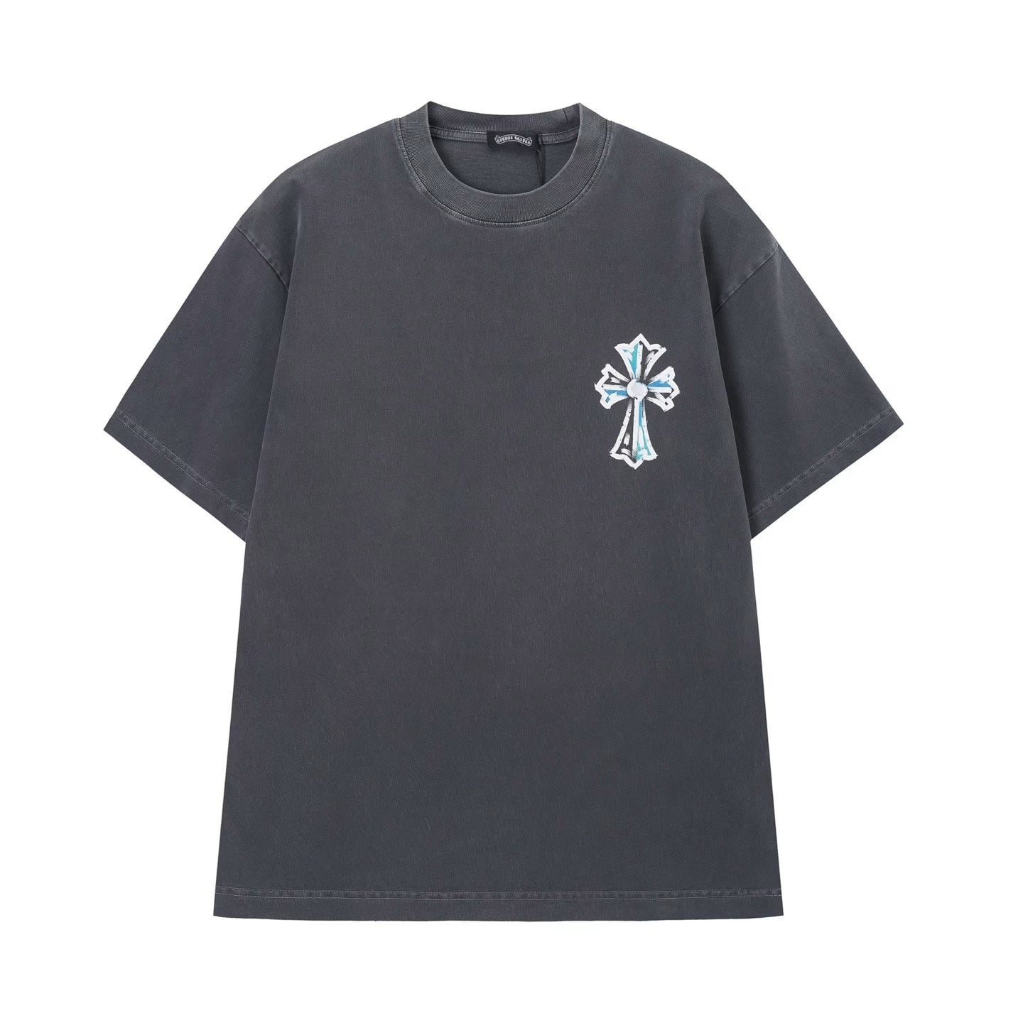 Authentic Chrome Hearts Chrome Hearts Blue Triple Cross Graffiti T-Shirt â€“ front view