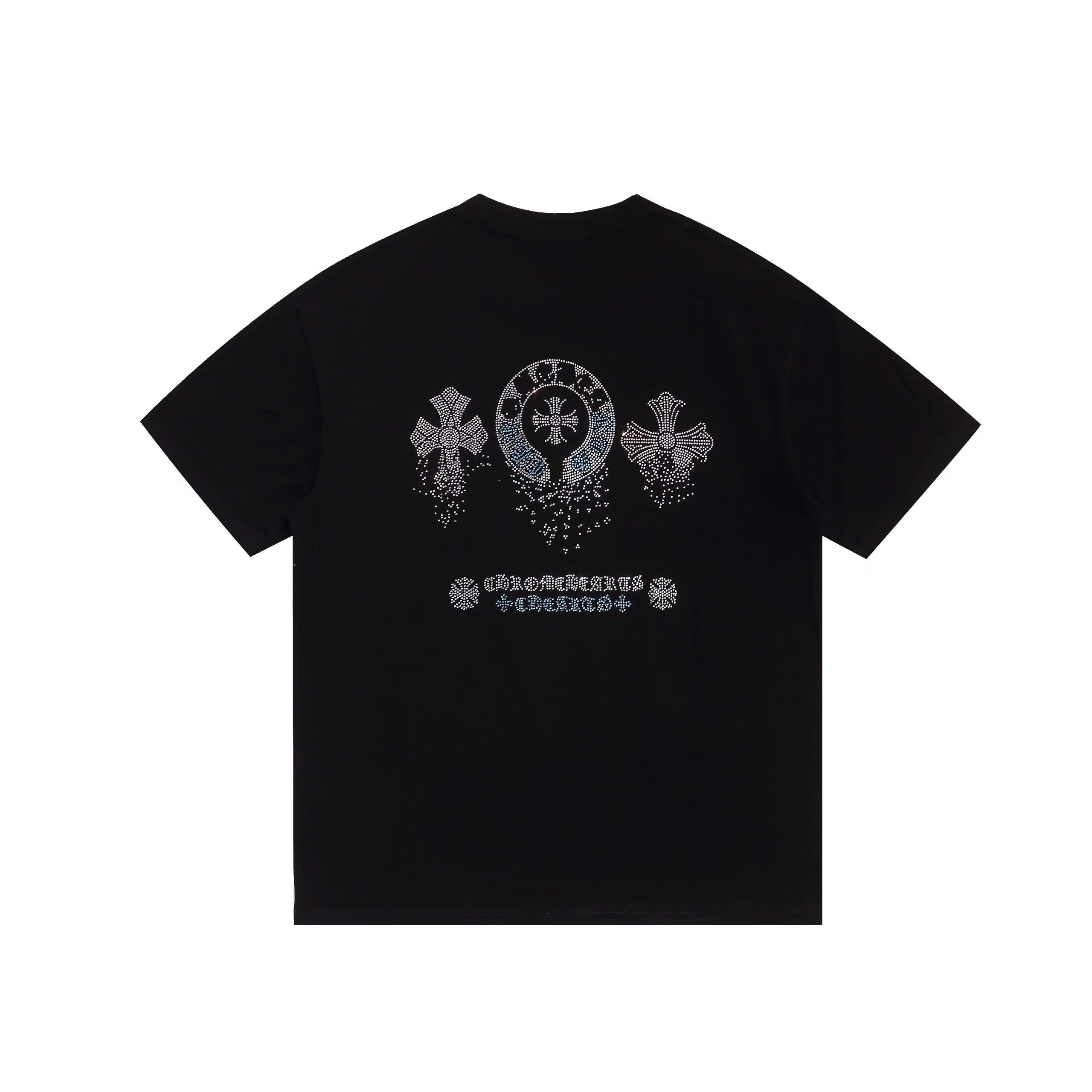 Authentic Chrome Hearts Chrome Hearts Black Blue Crystal Cross Logo Tee â€“ front view