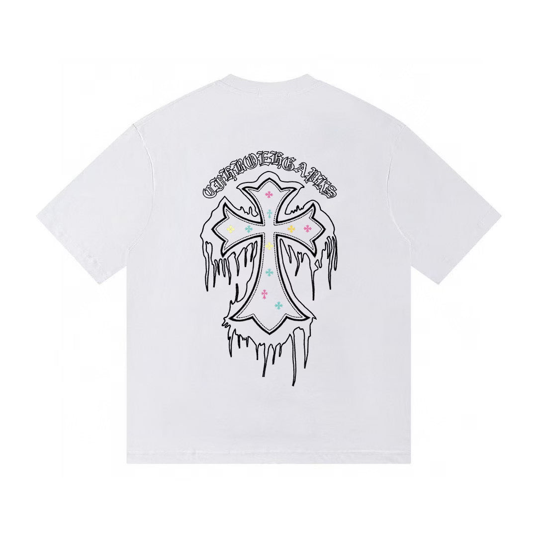 Authentic Chrome Hearts Chrome Hearts Dripping Cross White T-Shirt â€“ front view