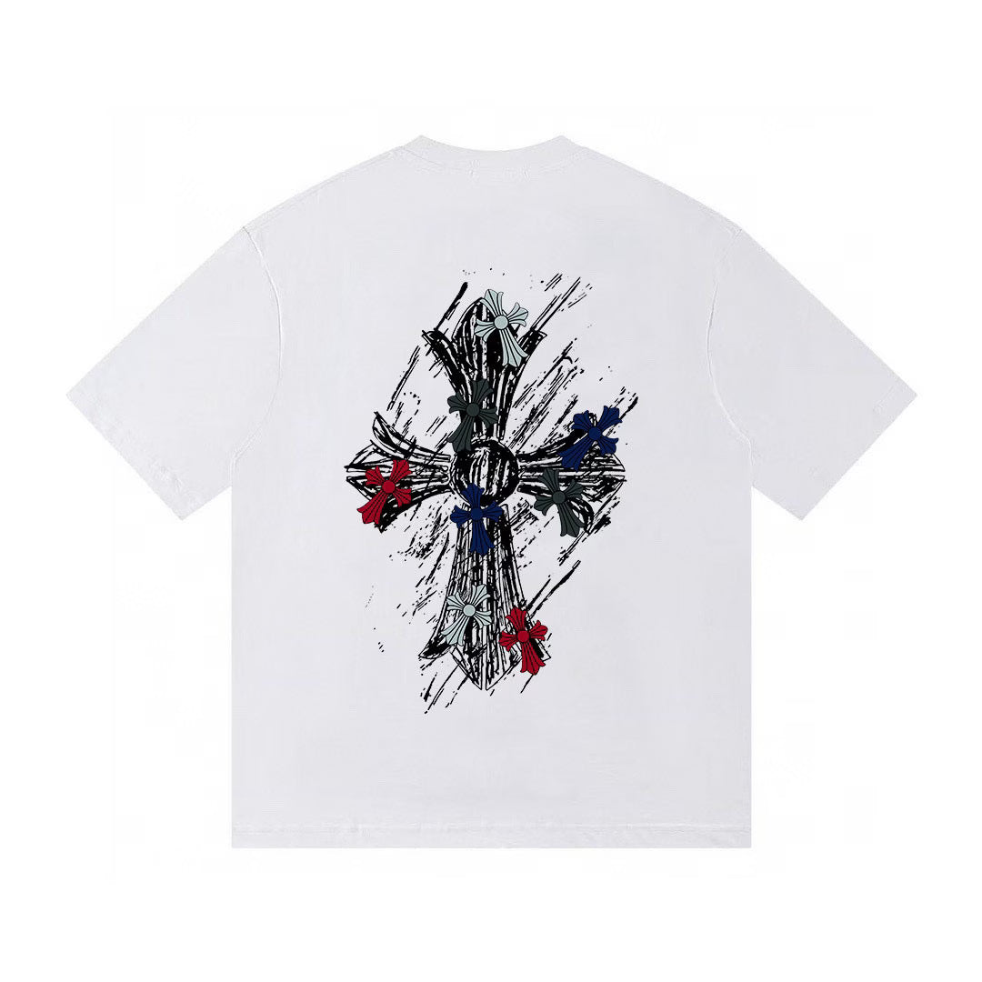 Authentic Chrome Hearts Chrome Hearts Sketch Cross Graphic White T-Shirt â€“ front view