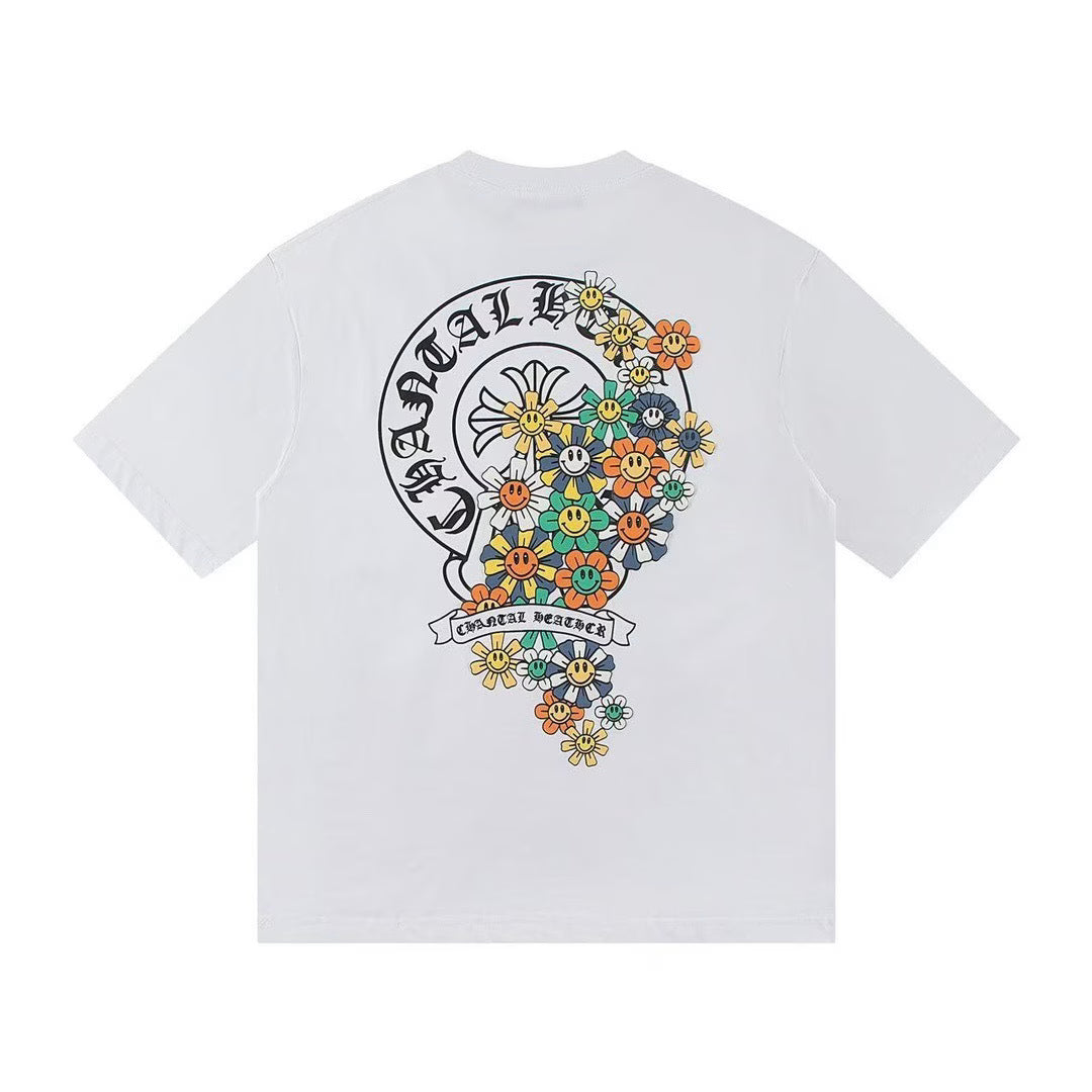Authentic Chrome Hearts Chrome Hearts Chantal Heather Flower T-Shirt White â€“ front view