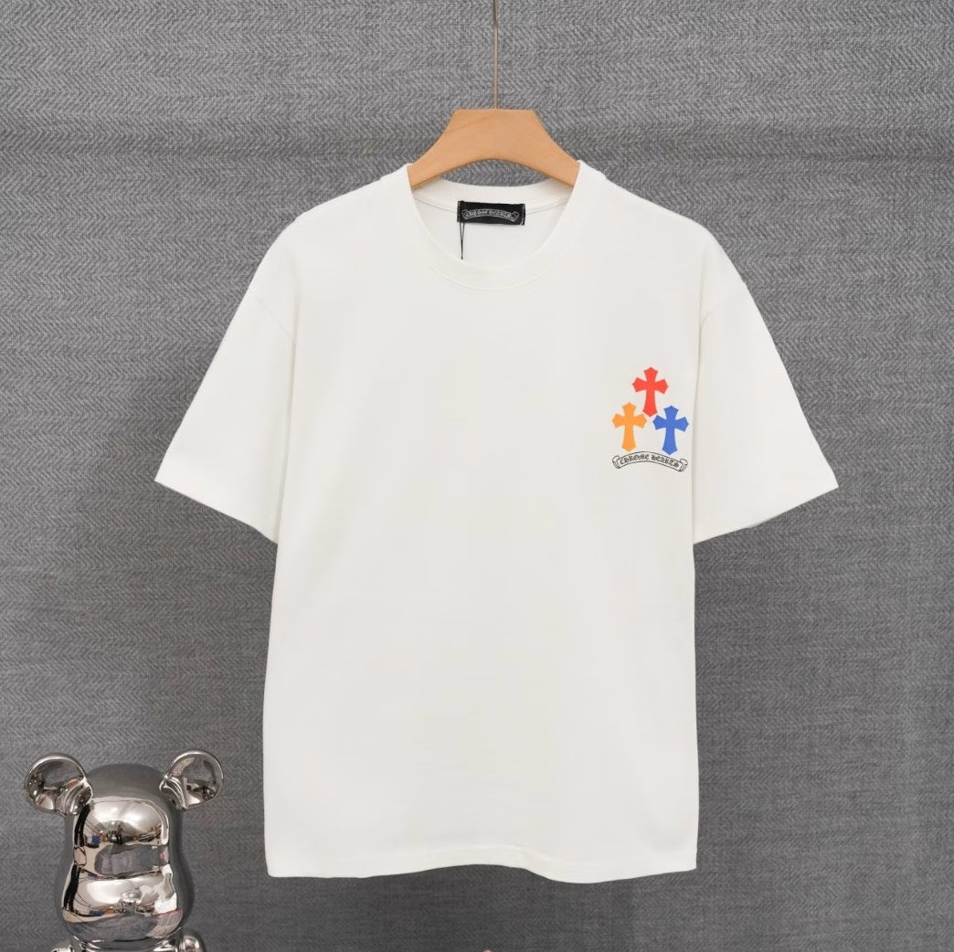 Authentic Chrome Hearts Chrome Hearts Horseshoe Multi Cross Tee (White) â€“ front view