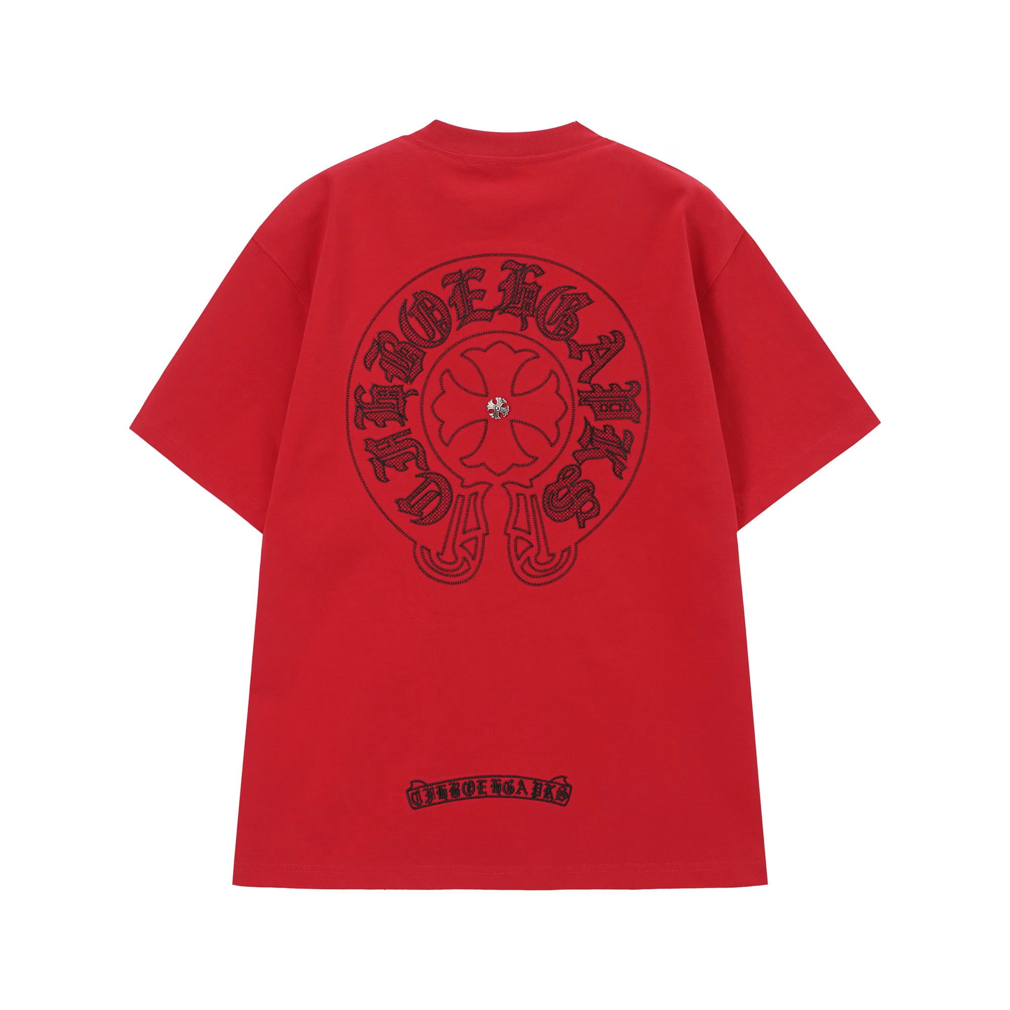 Authentic Chrome Hearts Chrome Hearts Red Black Gothic Circle T-Shirt â€“ front view