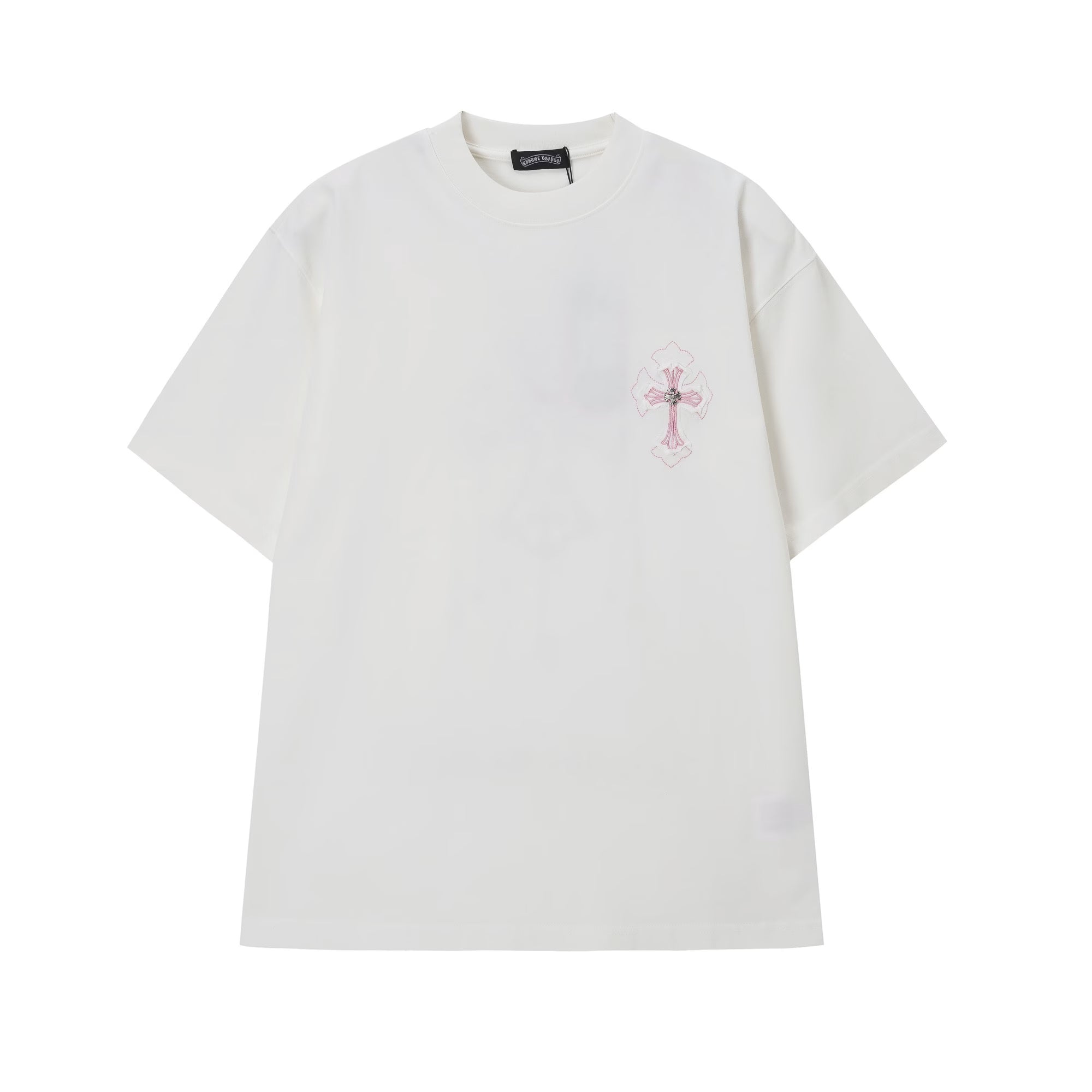 Authentic Chrome Hearts Chrome Hearts White Pink Gothic Cross T-Shirt â€“ front view