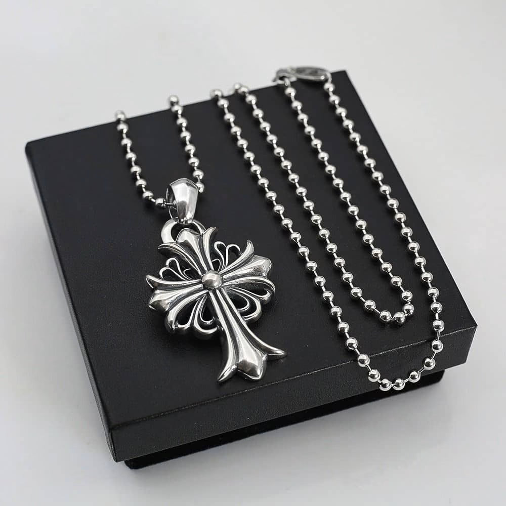 Authentic Chrome Hearts Chrome Hearts Floral Cross Pendant Necklace â€“ front view