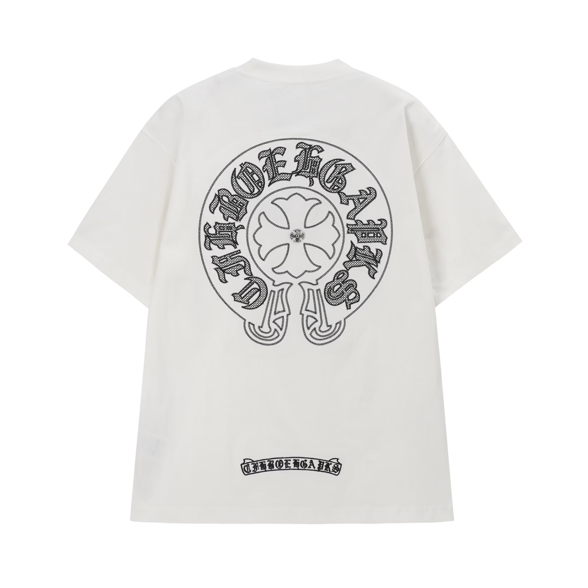 Authentic Chrome Hearts Chrome Hearts White Gothic Circle Cross T-Shirt â€“ front view