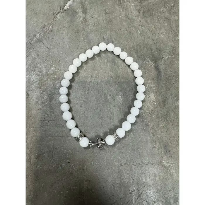 Authentic Chrome Hearts Chrome Hearts Cemetery White Beaded Bracelet â€“ front view