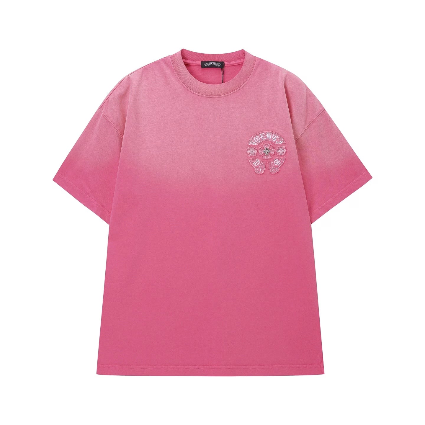 Authentic Chrome Hearts Chrome Hearts Pink Gothic Cross Logo T-Shirt â€“ front view