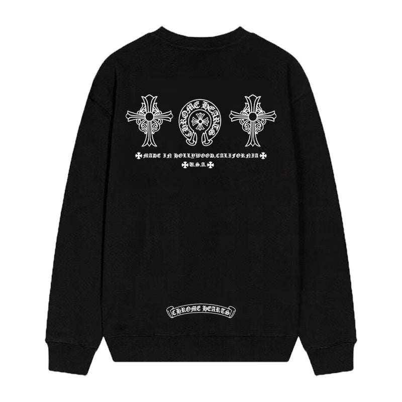 Authentic Chrome Hearts Chrome Hearts Cross Horseshoe Sweatshirt â€“ Black â€“ front view