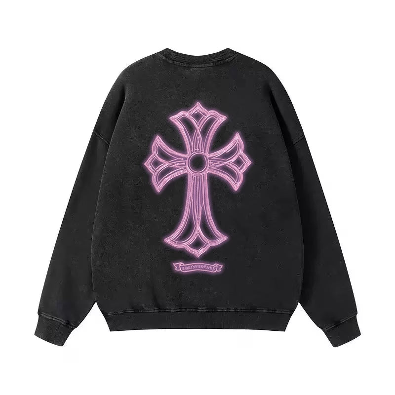 Authentic Chrome Hearts Chrome Hearts Neon Pink Cross Long Sleeve â€“ front view