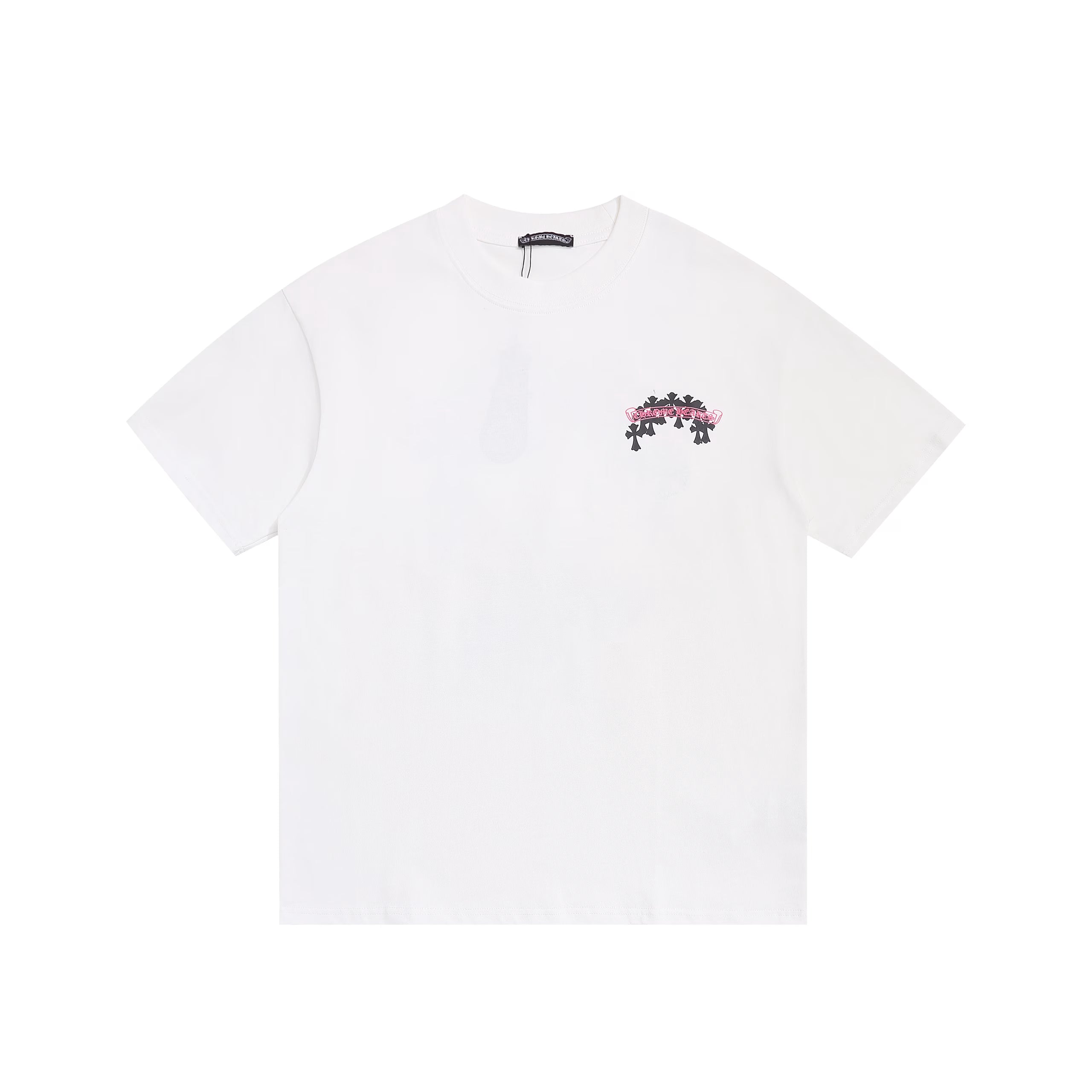 Authentic Chrome Hearts Chrome Hearts White Pink Arch Cross Logo Tee â€“ front view