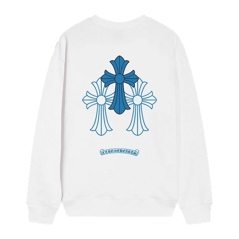 Authentic Chrome Hearts Chrome Hearts Blue Cross Horseshoe Logo Long Sleeve â€“ front view