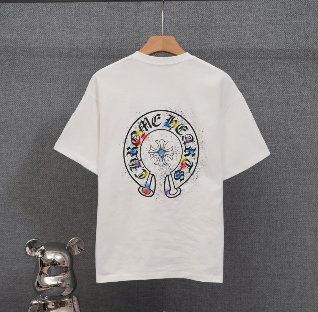 Authentic Chrome Hearts Chrome Hearts Rainbow Horseshoe Logo T-Shirt (White) â€“ front view