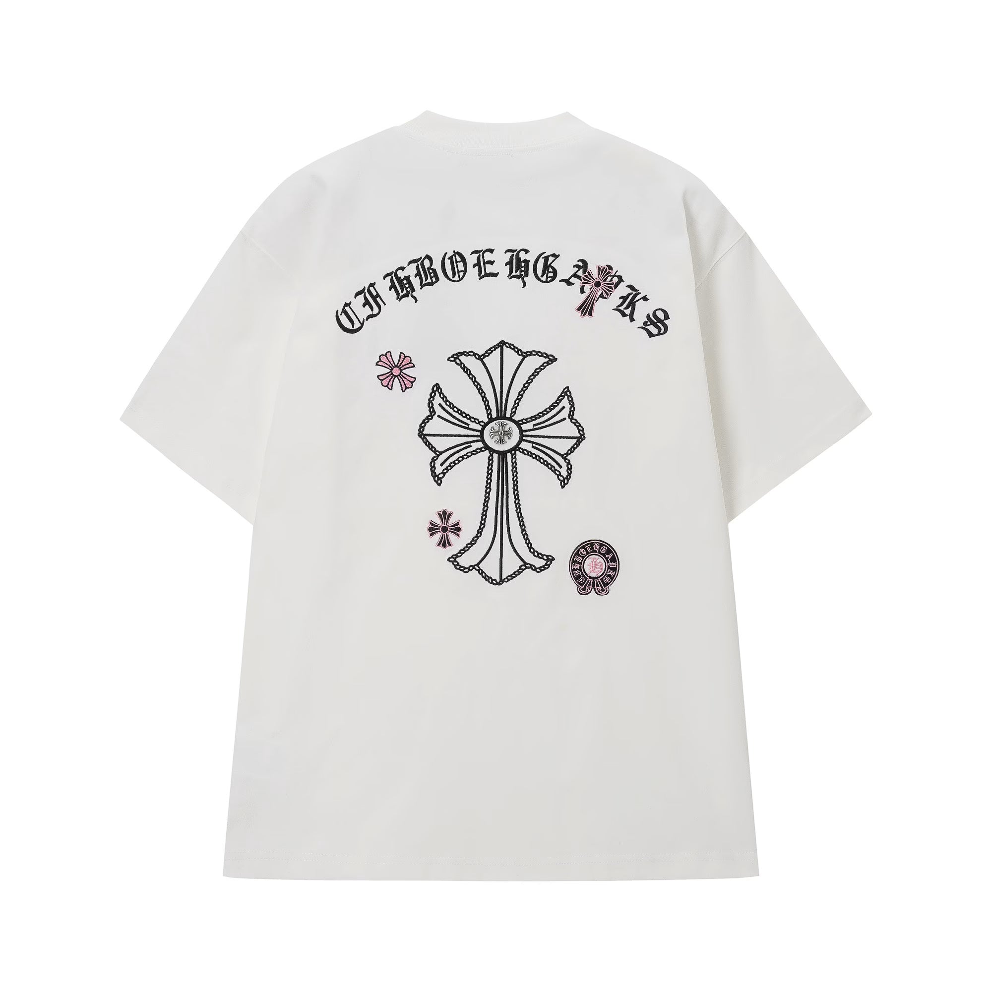 Authentic Chrome Hearts Chrome Hearts Black Pink Cross Graphic Tee â€“ front view
