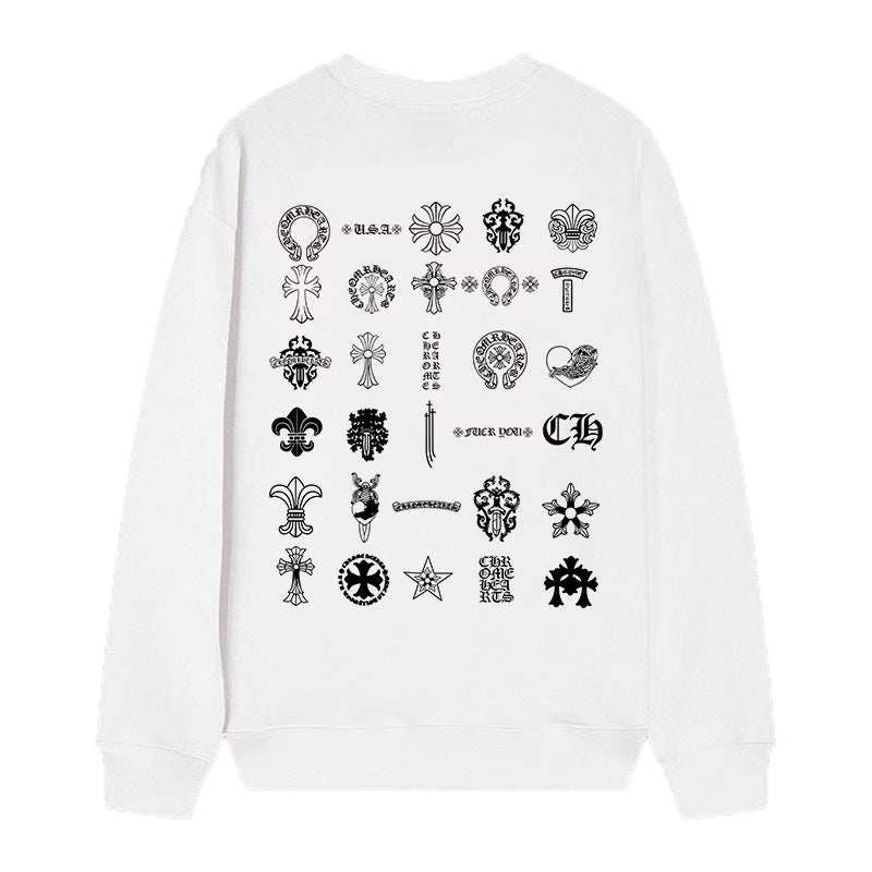 Authentic Chrome Hearts Chrome Hearts Multi Logo Long Sleeve Tee White â€“ front view