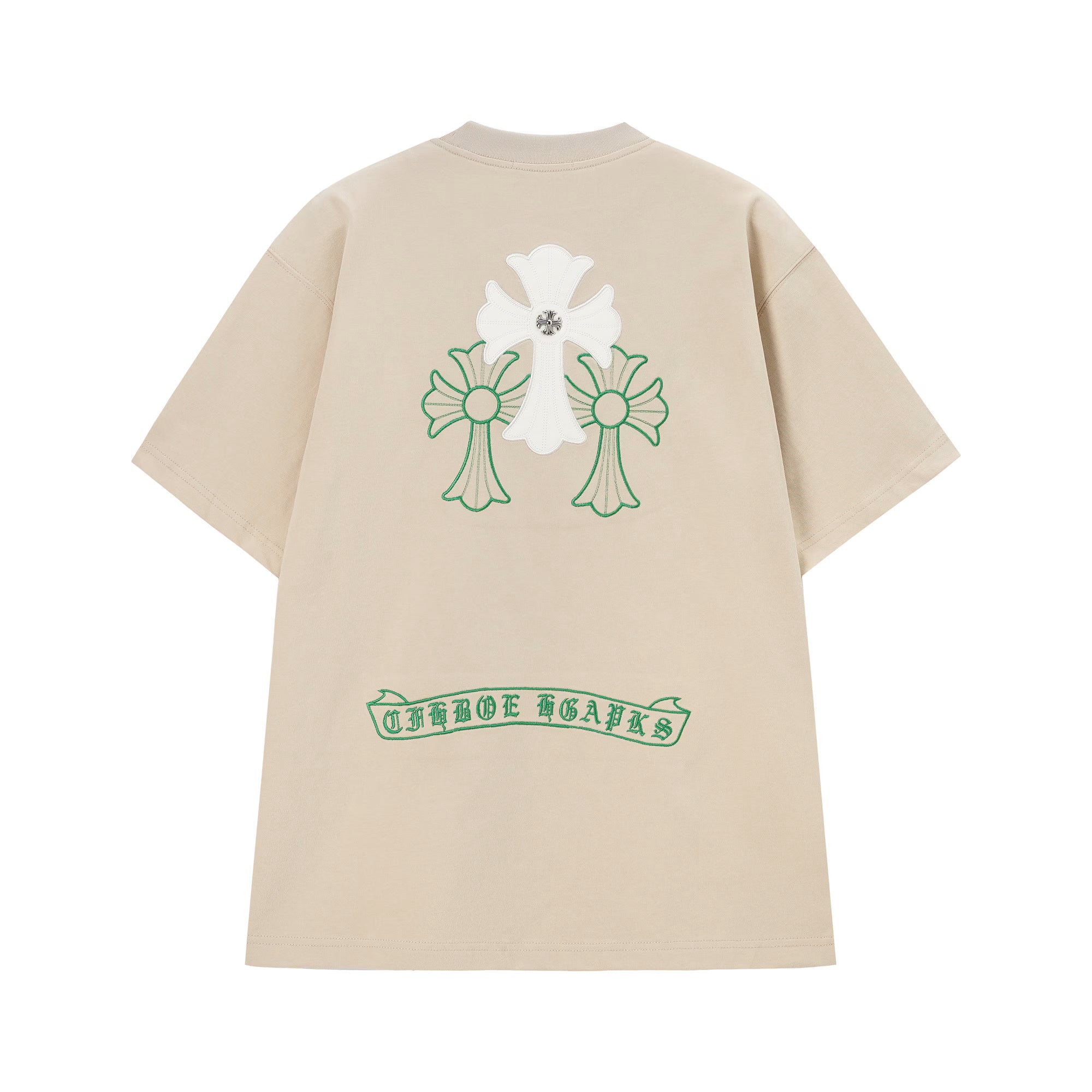 Authentic Chrome Hearts Chrome Hearts White & Green Triple Cross T-Shirt â€“ front view