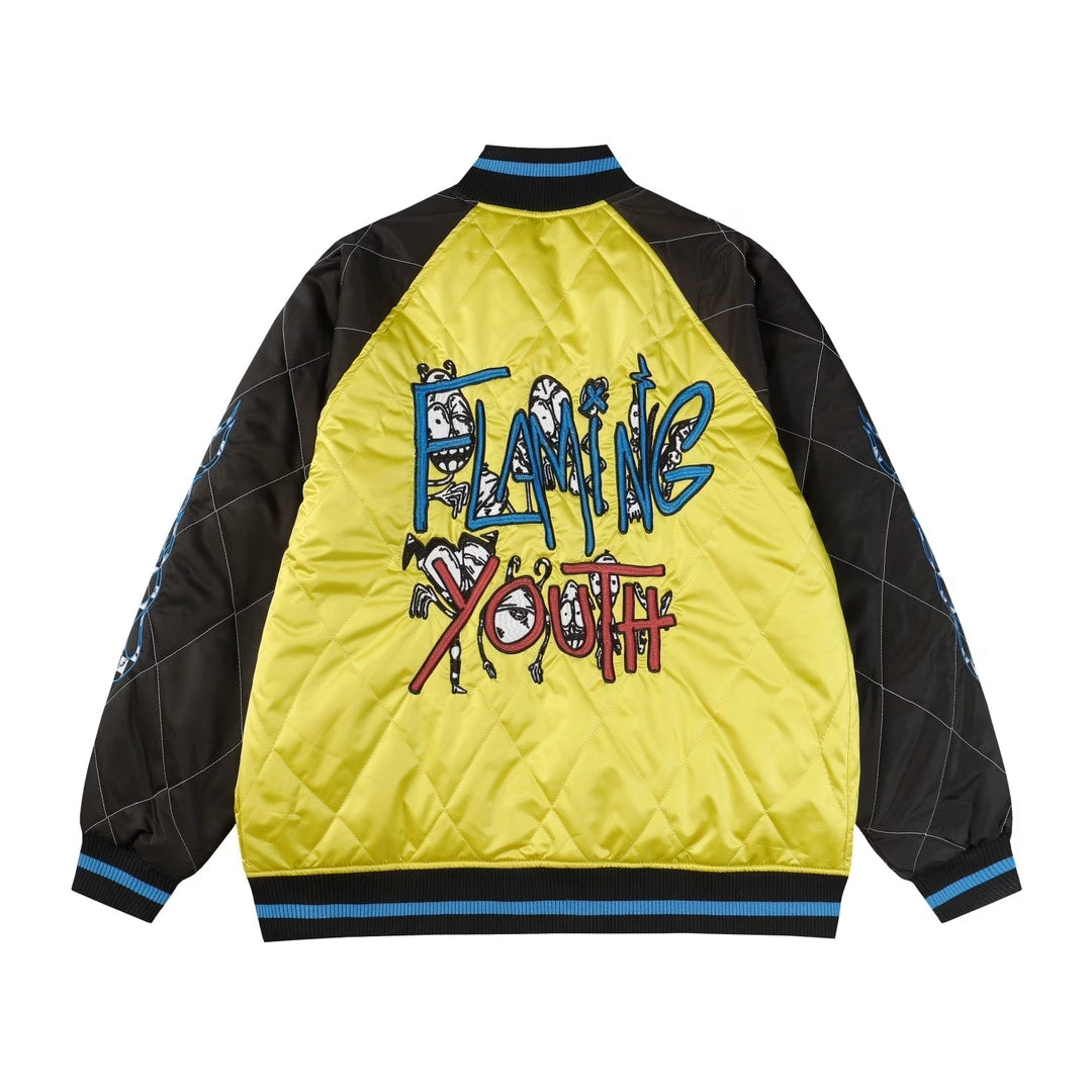 Authentic Chrome Hearts Chrome Hearts Flaming Youth Varsity Jacket â€“ front view