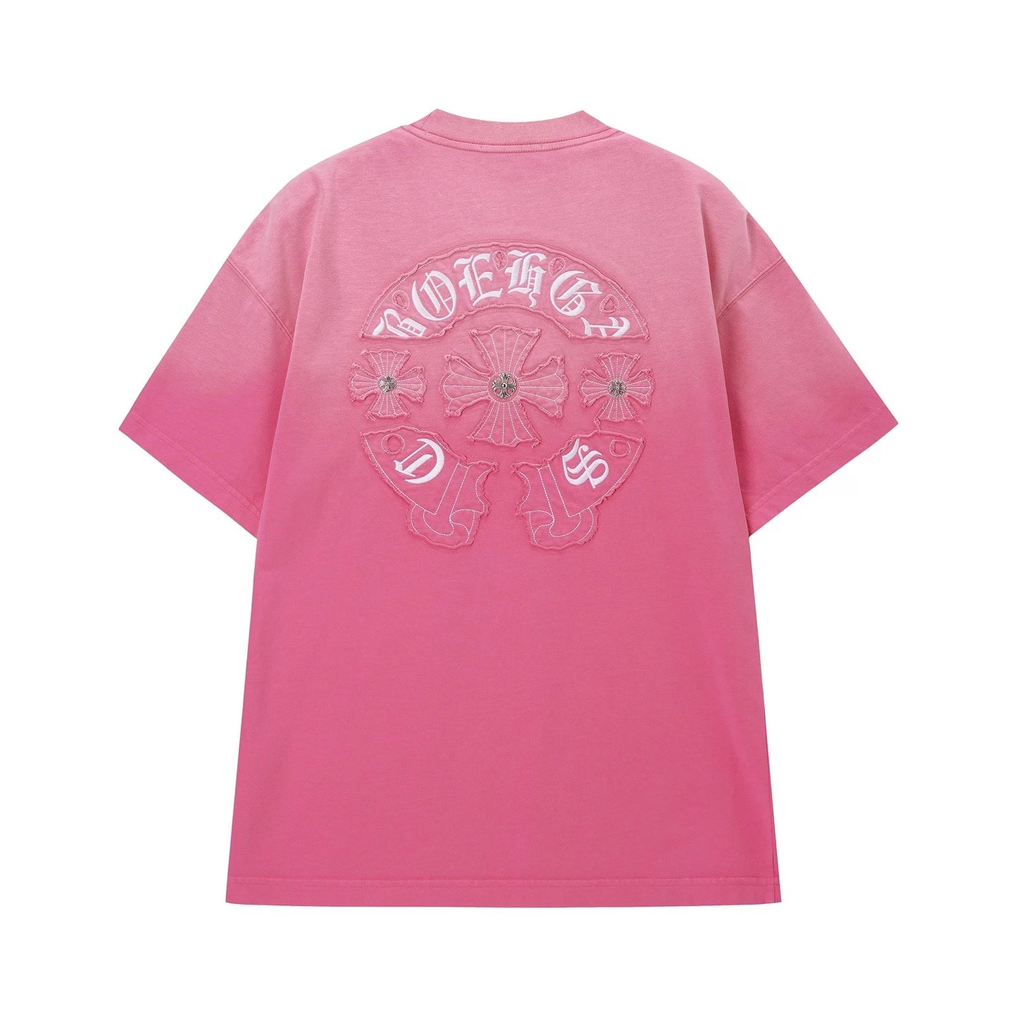 Authentic Chrome Hearts Chrome Hearts Pink Gothic Cross Logo T-Shirt â€“ front view