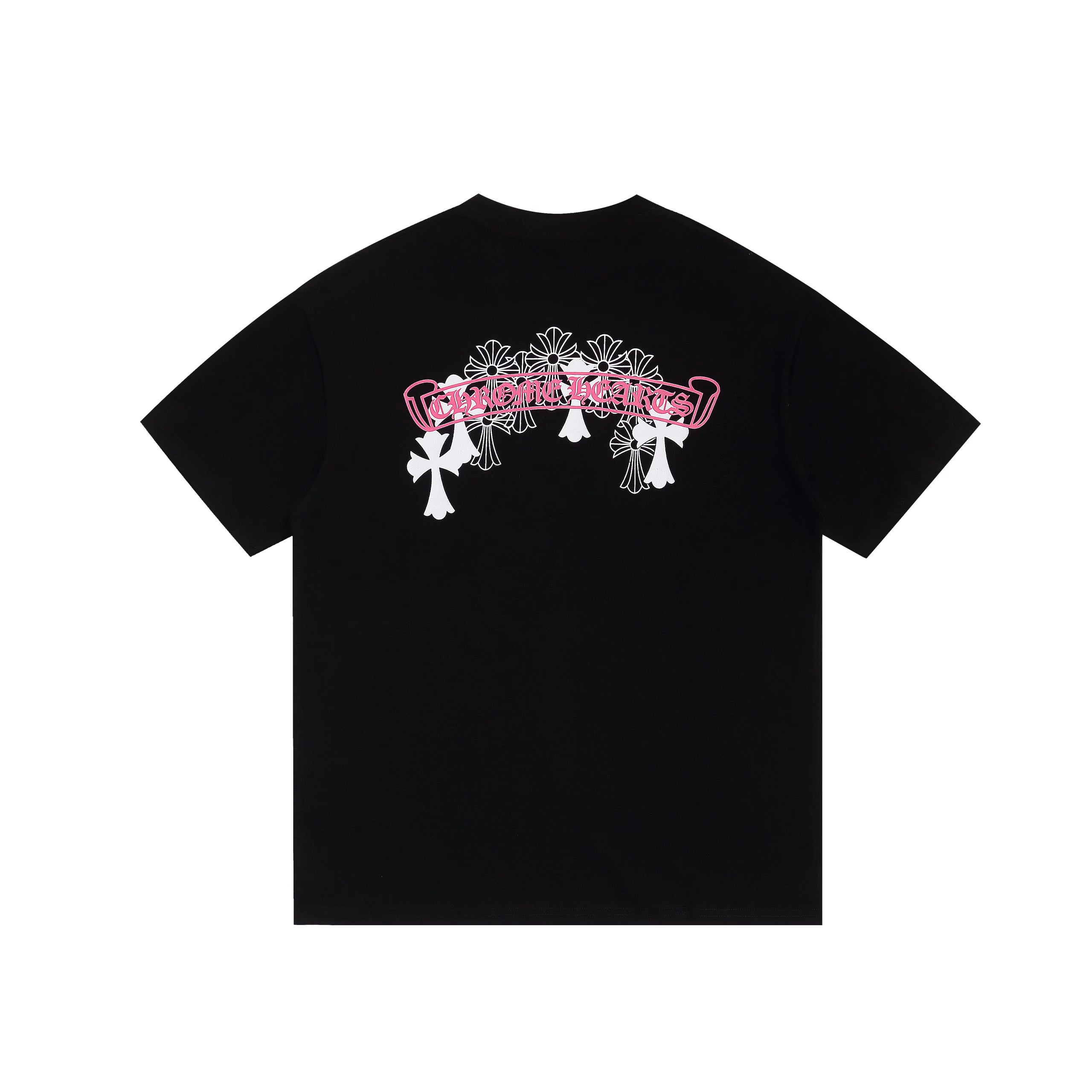 Authentic Chrome Hearts Chrome Hearts Black Pink Arch Cross Logo Tee â€“ front view