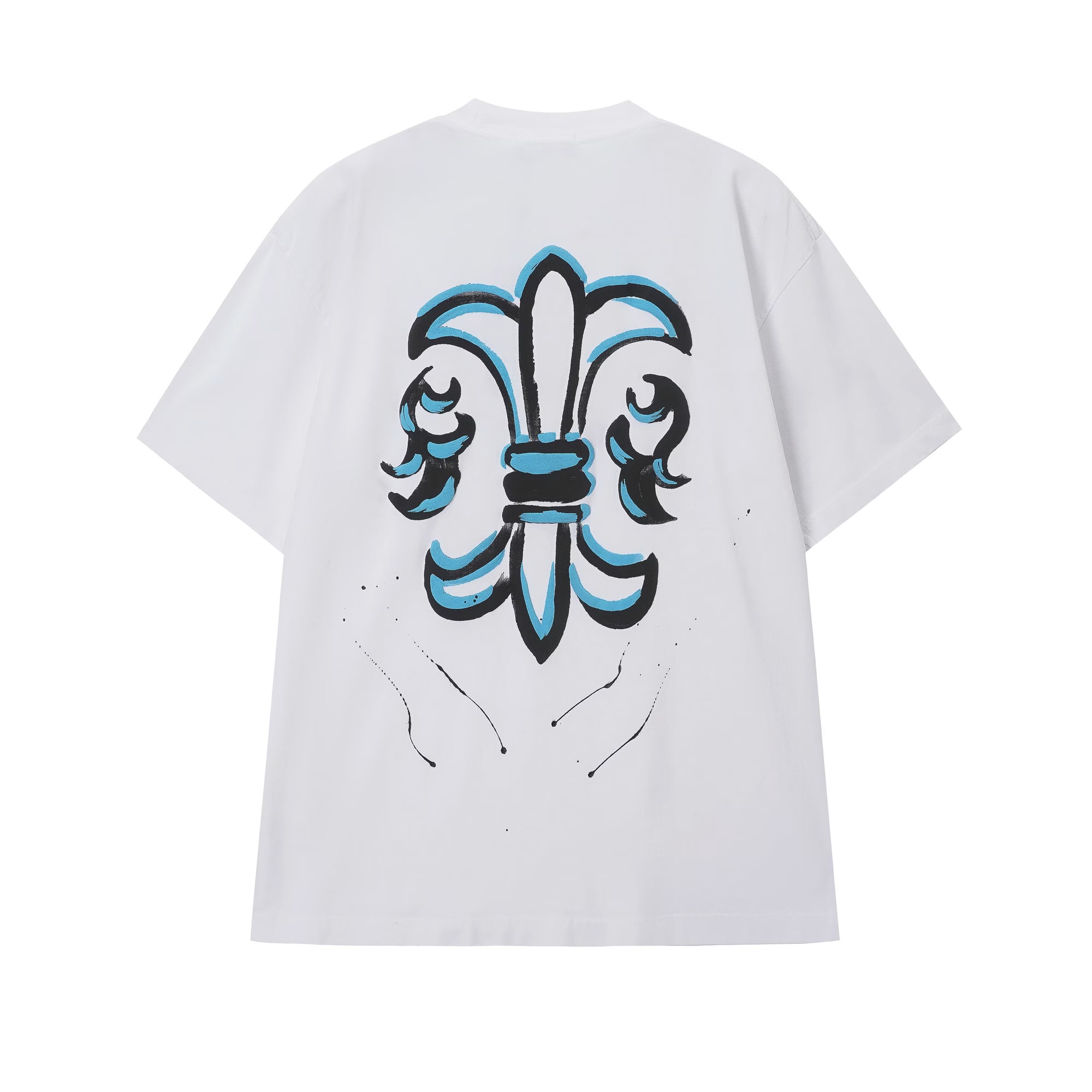 Authentic Chrome Hearts Chrome Hearts Fleur-de-Lis Splatter Tee (White) â€“ front view