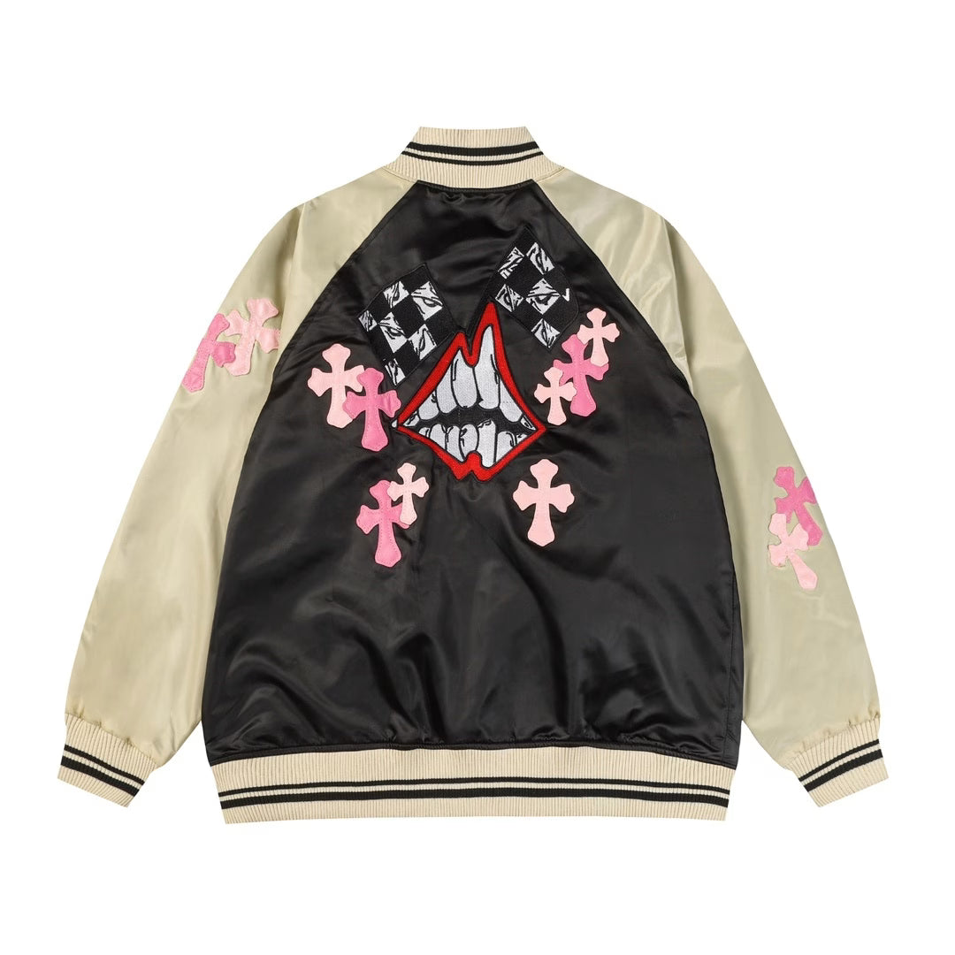 Authentic Chrome Hearts Chrome Hearts Multi Cross Letterman Jacket â€“ front view
