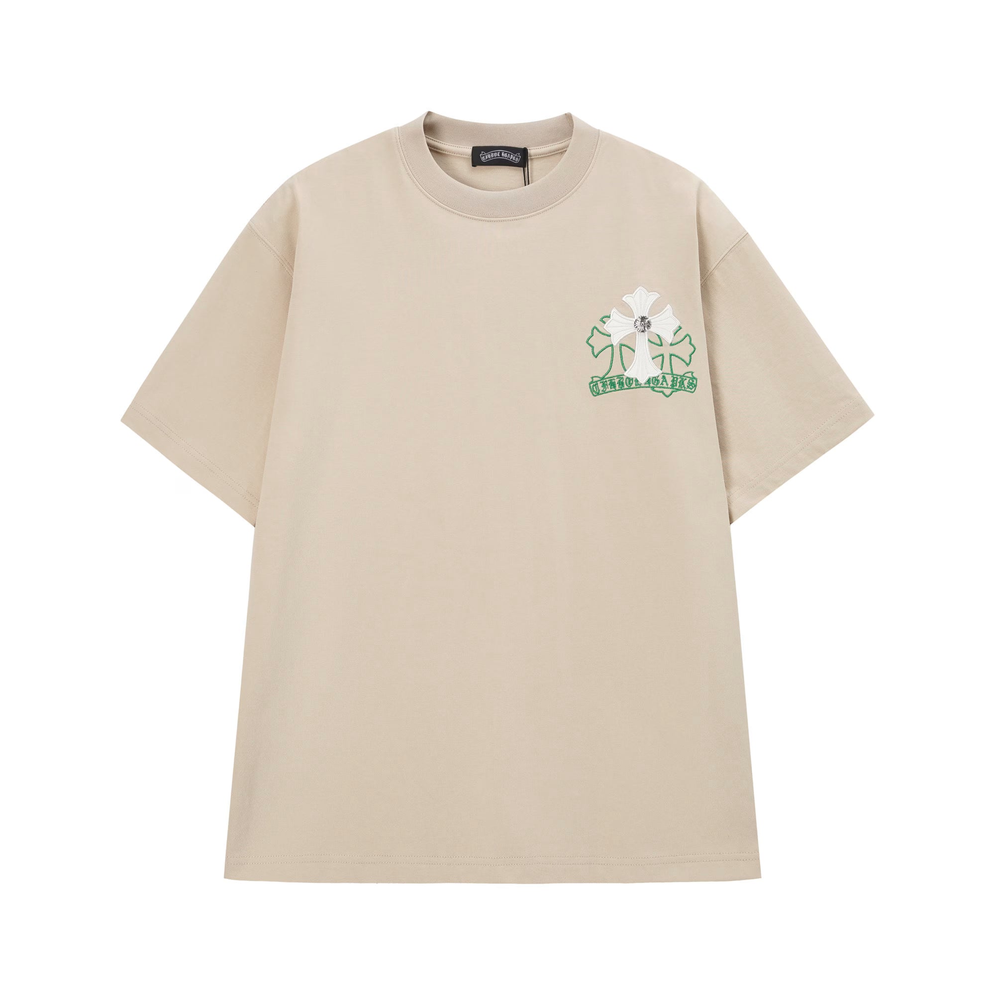 Authentic Chrome Hearts Chrome Hearts White & Green Triple Cross T-Shirt â€“ front view