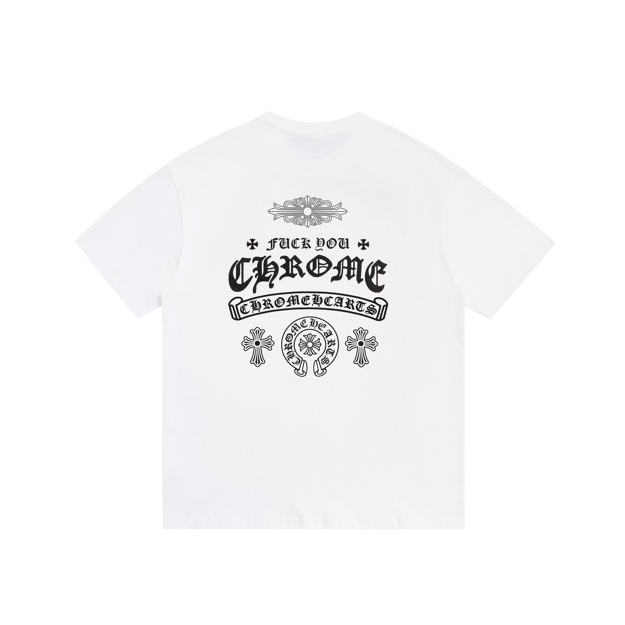 Authentic Chrome Hearts Chrome Hearts Fuck You White Horseshoe Logo Tee â€“ front view