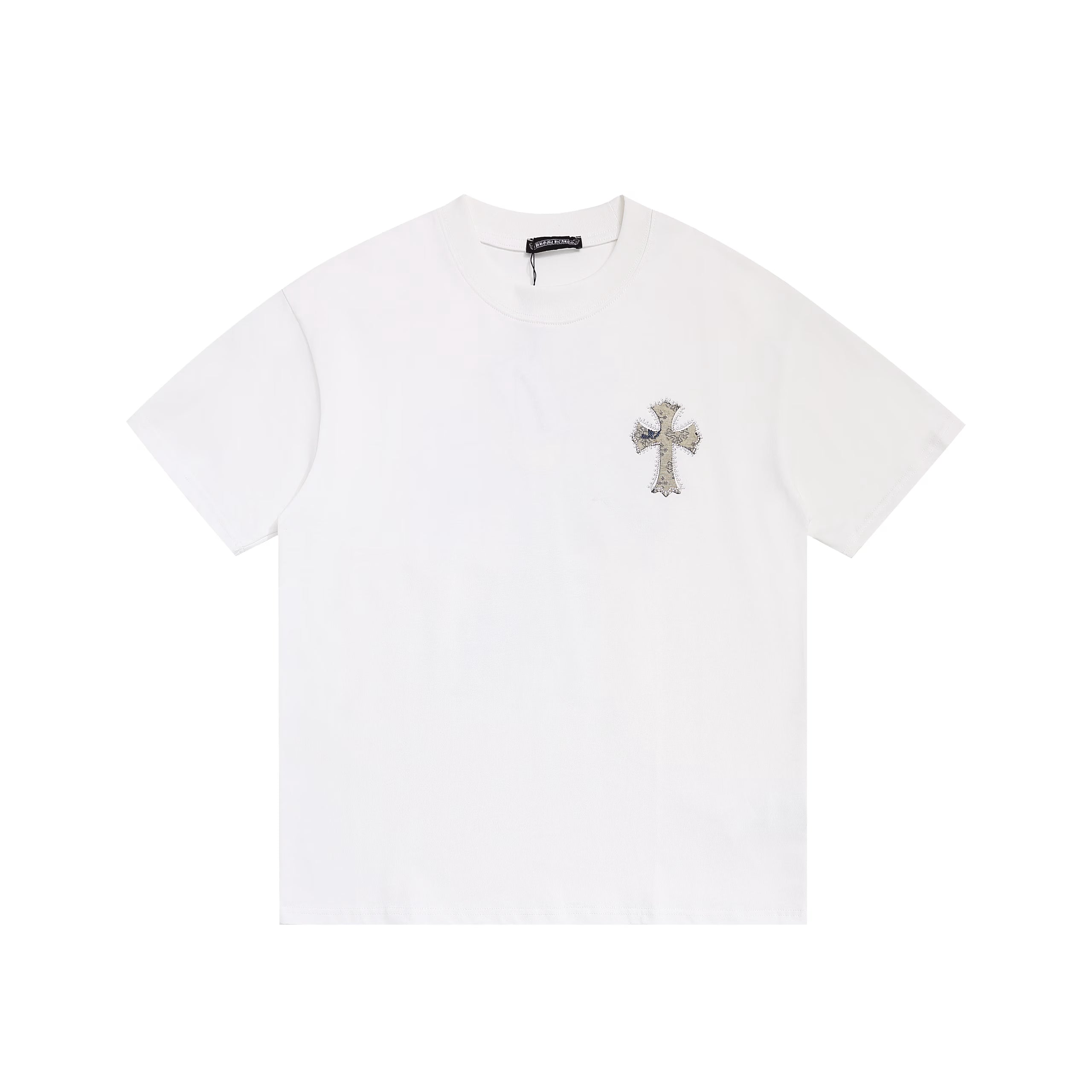 Authentic Chrome Hearts Chrome Hearts White Mosaic Cemetery Cross Tee â€“ front view