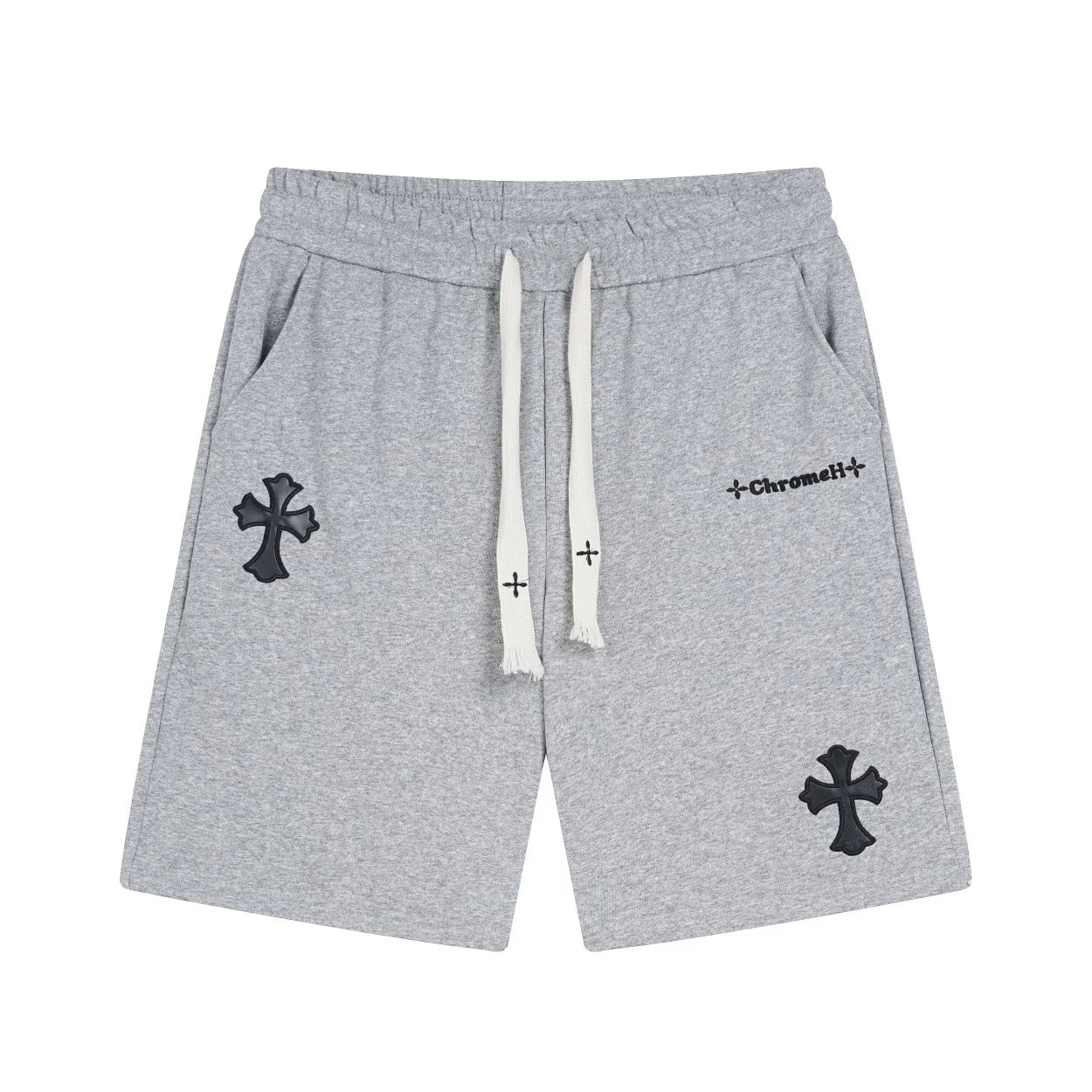 Authentic Chrome Hearts Chrome Hearts Grey Cross Sweat Shorts â€“ front view