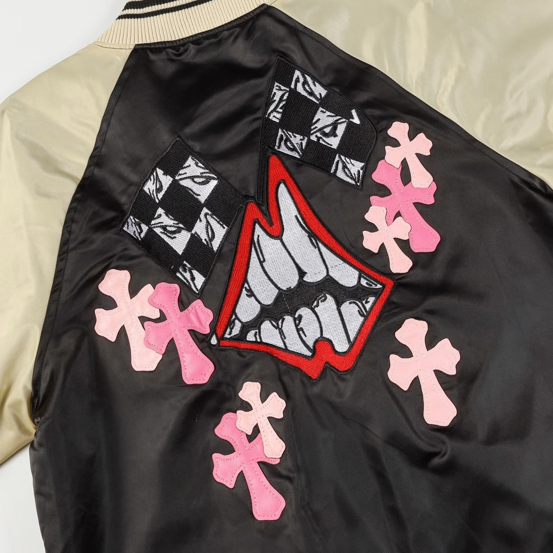 Authentic Chrome Hearts Chrome Hearts Multi Cross Letterman Jacket â€“ front view