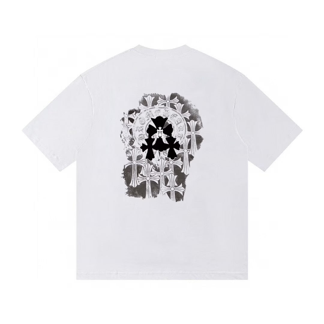 Authentic Chrome Hearts Chrome Hearts Gothic Cross Graphic T-Shirt â€“ White â€“ front view