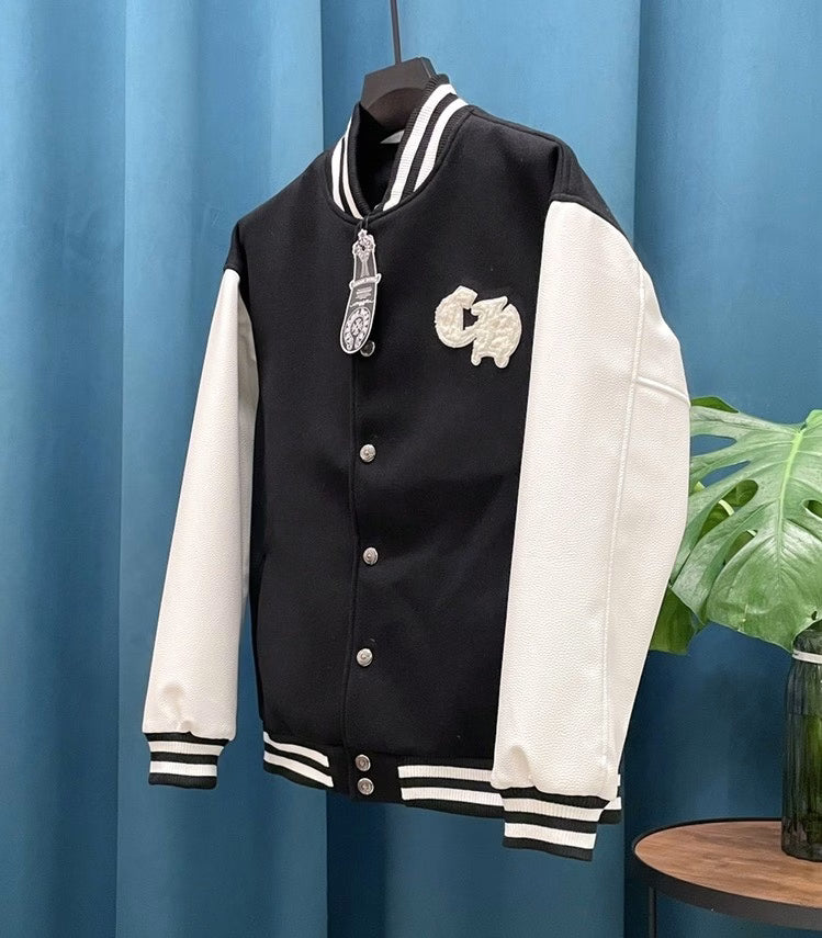Authentic Chrome Hearts Chrome Hearts Black & White Horseshoe Varsity Jacket â€“ front view