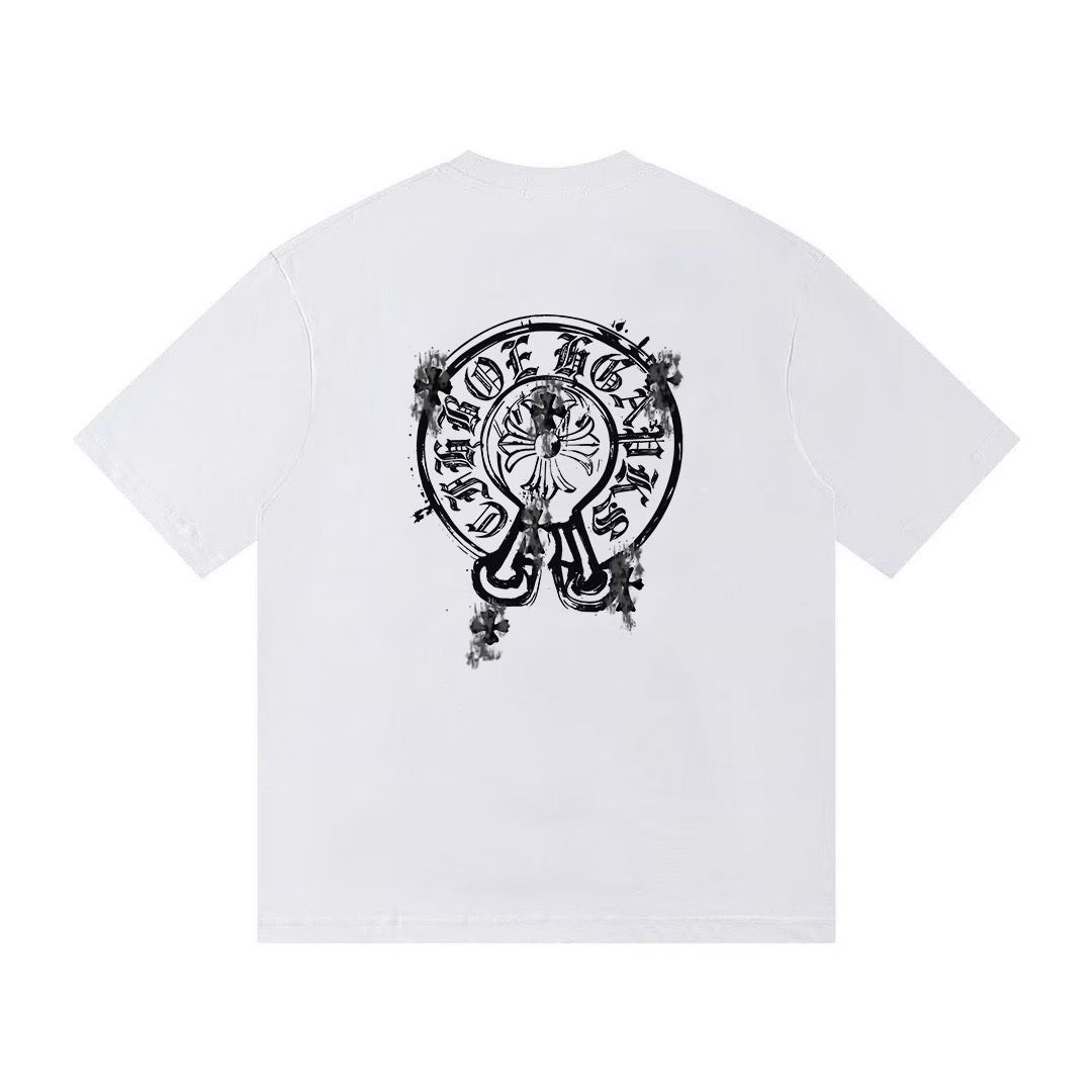 Authentic Chrome Hearts Chrome Hearts Cemetery Cross Spray Logo Tee (White) â€“ front view