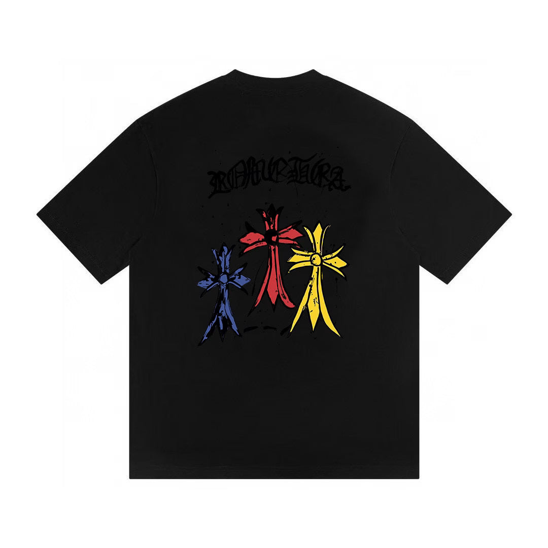 Authentic Chrome Hearts Chrome Hearts Colorful Cross Graphic T-Shirt Black â€“ front view