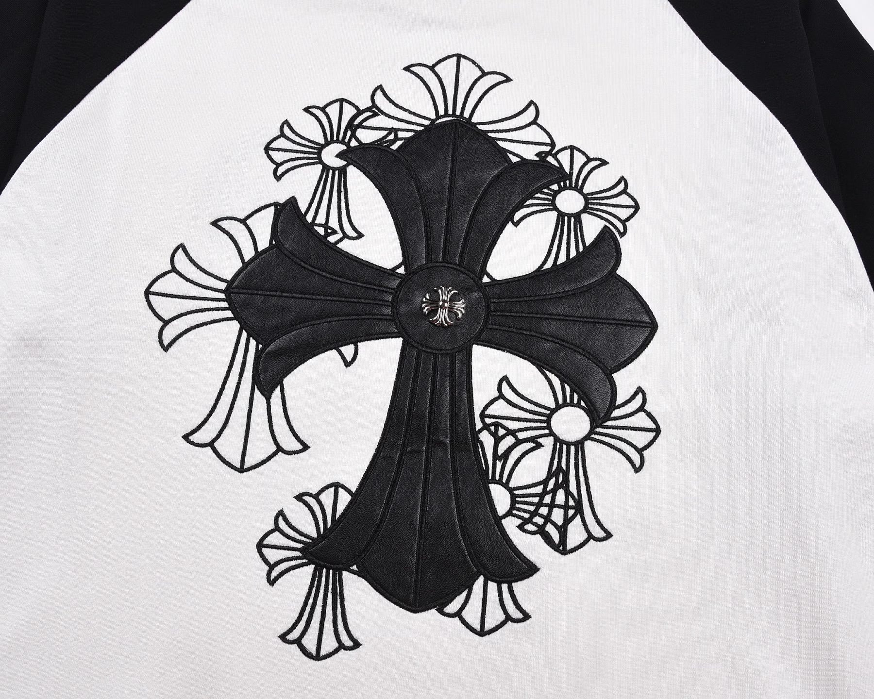 Authentic Chrome Hearts Chrome Hearts White Black Cross Raglan T-Shirt â€“ front view