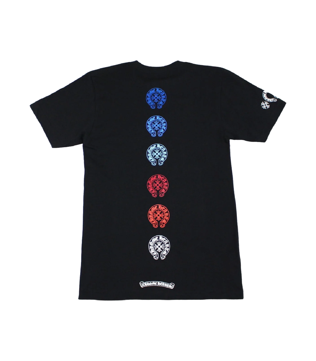 CH Multi Colored Horseshoe Straight Cross T-Shirt – shirt front view
