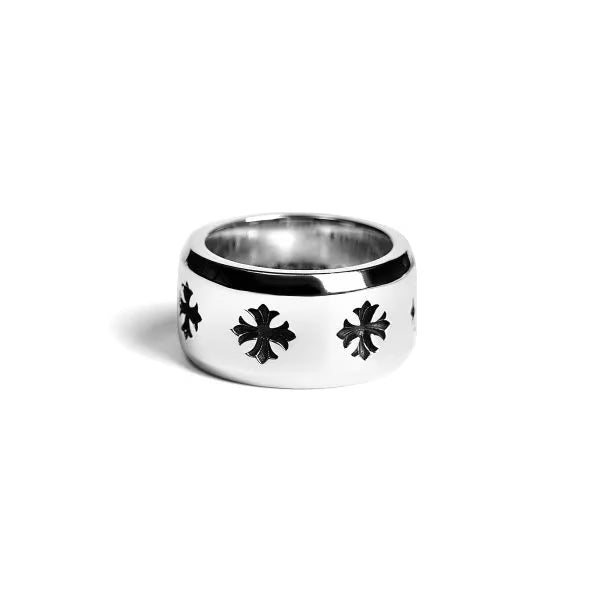 Authentic Chrome Hearts CH Plus Thick Band Ring â€“ front view