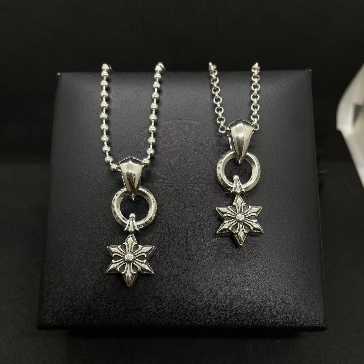 Authentic Chrome Hearts Chrome Hearts 6 Point Star Charm Pendant Necklace – front view