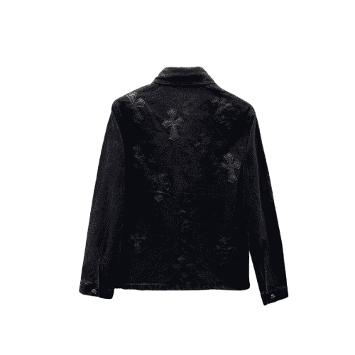 Authentic Chrome Hearts Chrome Hearts All Black Denim Jacket – front view