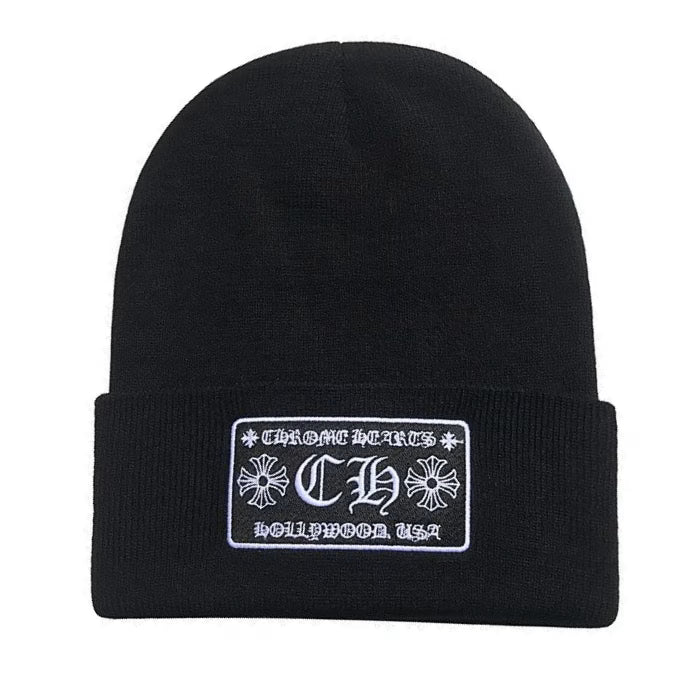 Authentic Chrome Hearts Chrome Hearts Beanie CH â€“ Black â€“ front view