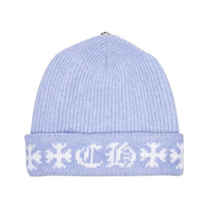 Authentic Chrome Hearts Chrome Hearts Big Daddy Cashmere Beanie â€“ Blue â€“ front view