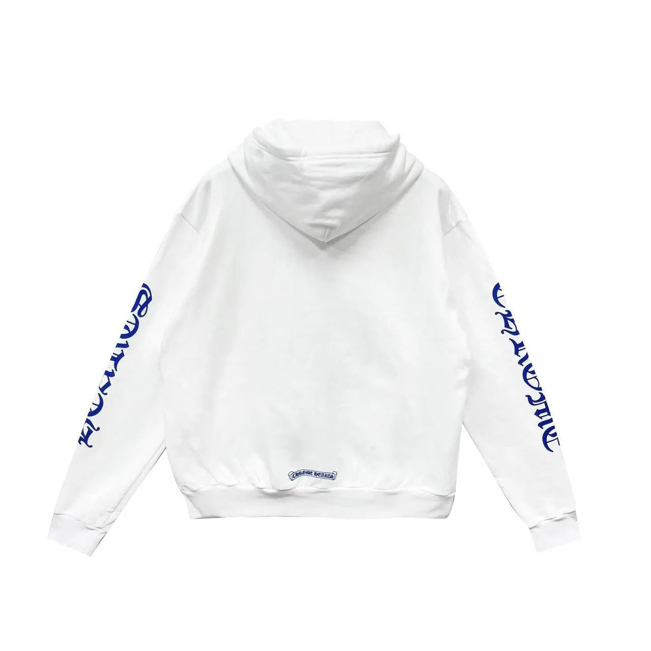 Chrome Hearts Blue Scroll White Zip Up Hoodie – hoodie detail close-up