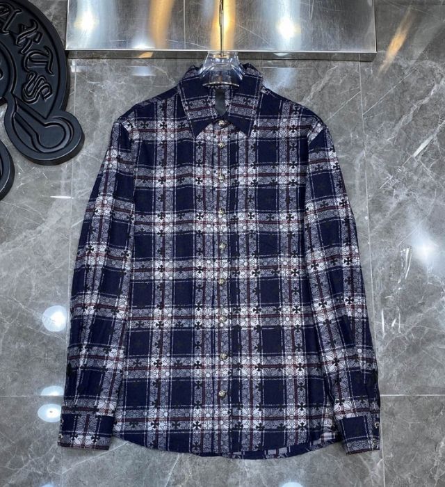 Chrome Hearts Blue Striped Casual T Shirt – shirt front view