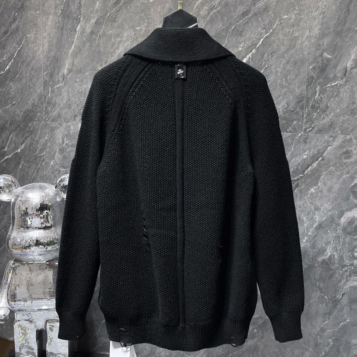 Chrome Hearts Cashmere Cross Patch Cardigan Black – hoodie detail close-up