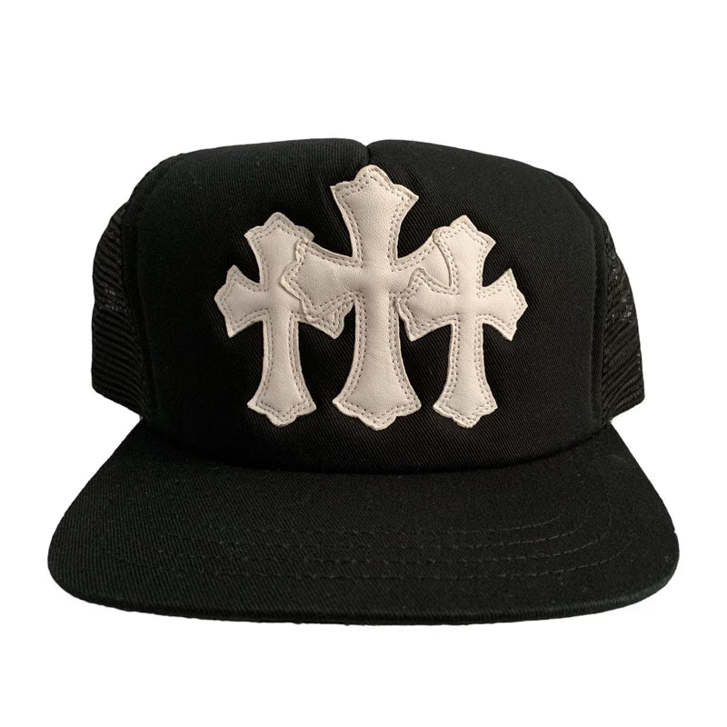 Authentic Chrome Hearts Chrome Hearts Cemetery Trucker Black Hat â€“ front view