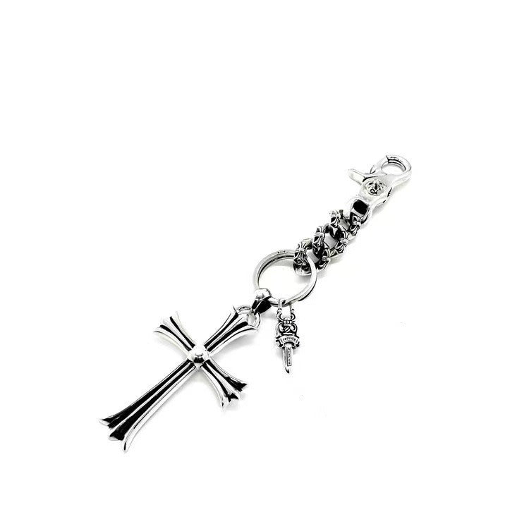 Authentic Chrome Hearts Chrome Hearts Cross & Dagger Keychain – front view