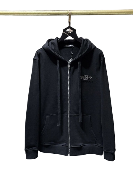 Chrome Hearts Cross Embroidery Black Hoodie – hoodie detail close-up