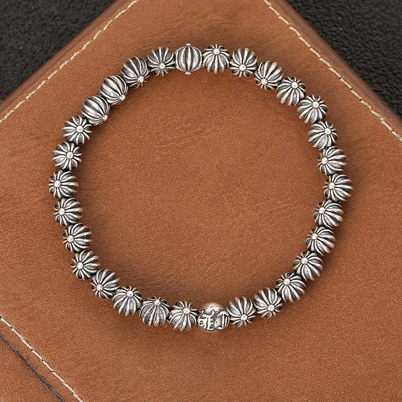 Chrome Hearts Cross Flower Bead Bracelet – bracelet front view