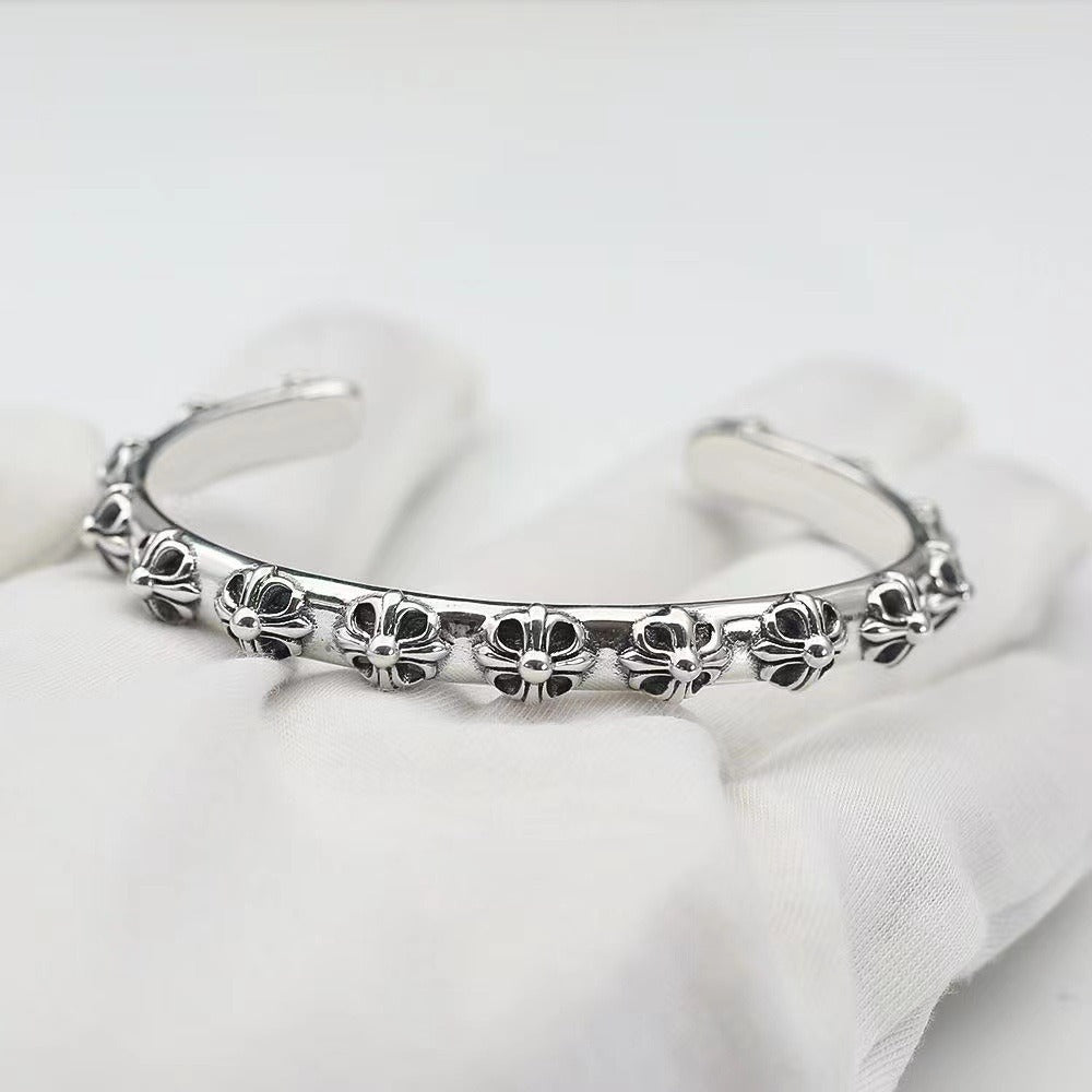Chrome Hearts Cross Flower Cuff Bracelet – bracelet front view